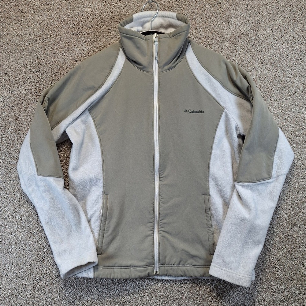 Columbia Jacket Womens XL Gray Fleece Full Zip Softshell Outdoor Gorpcore Hiking